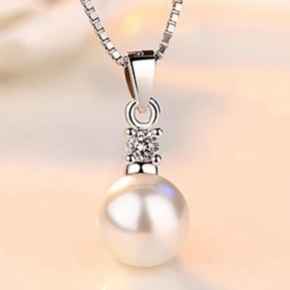 Clearance! 925 S crystal zircon pearl necklace - Picture 3 of 6